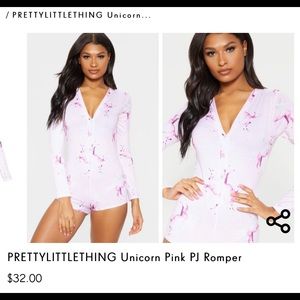 PRETTYLITTLETHING Unicorn Pink PJ Romper